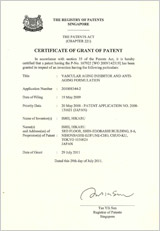 Singapore Patent granted